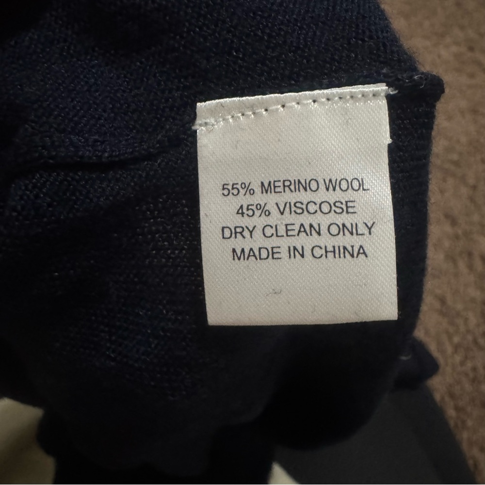 Pearl By Lela Rose Merino Wool Navy Blue Sweater Top Short Sleeve Puff Sleeve M - Picture 6 of 9